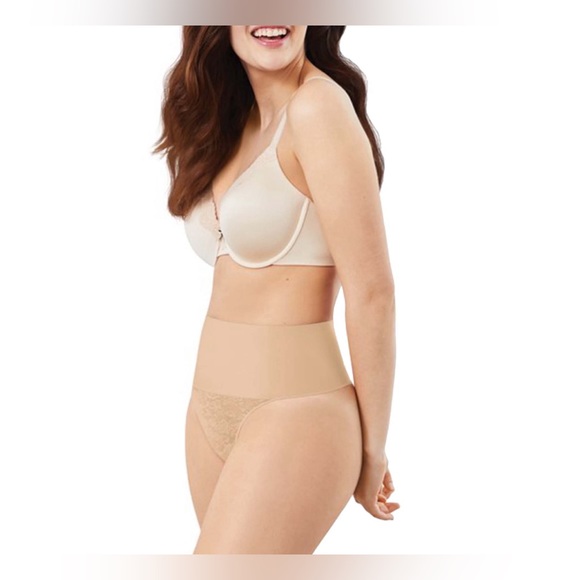 Maidenform | Flexees Women's Tame Your Tummy Lace Shaping Thong | 3X Nude Lace - Picture 1 of 6